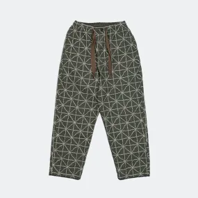 8oz Color Denim FOLK-DOJO Embroidery EASY Pants - Green