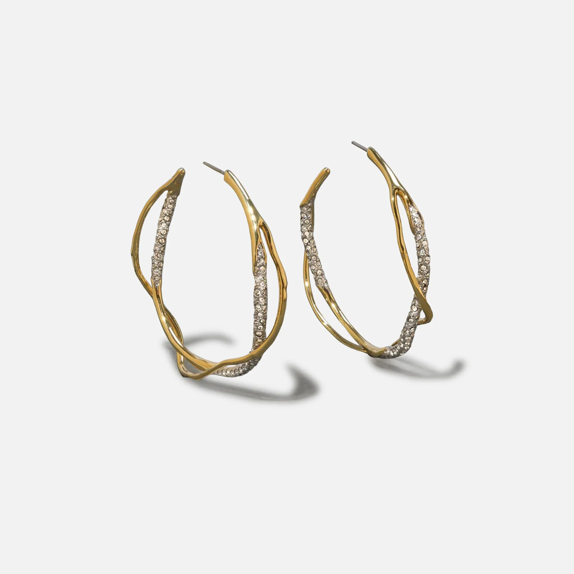 Alexis Bittar Intertwined Crystal Pave Hoop Earrings - Gold