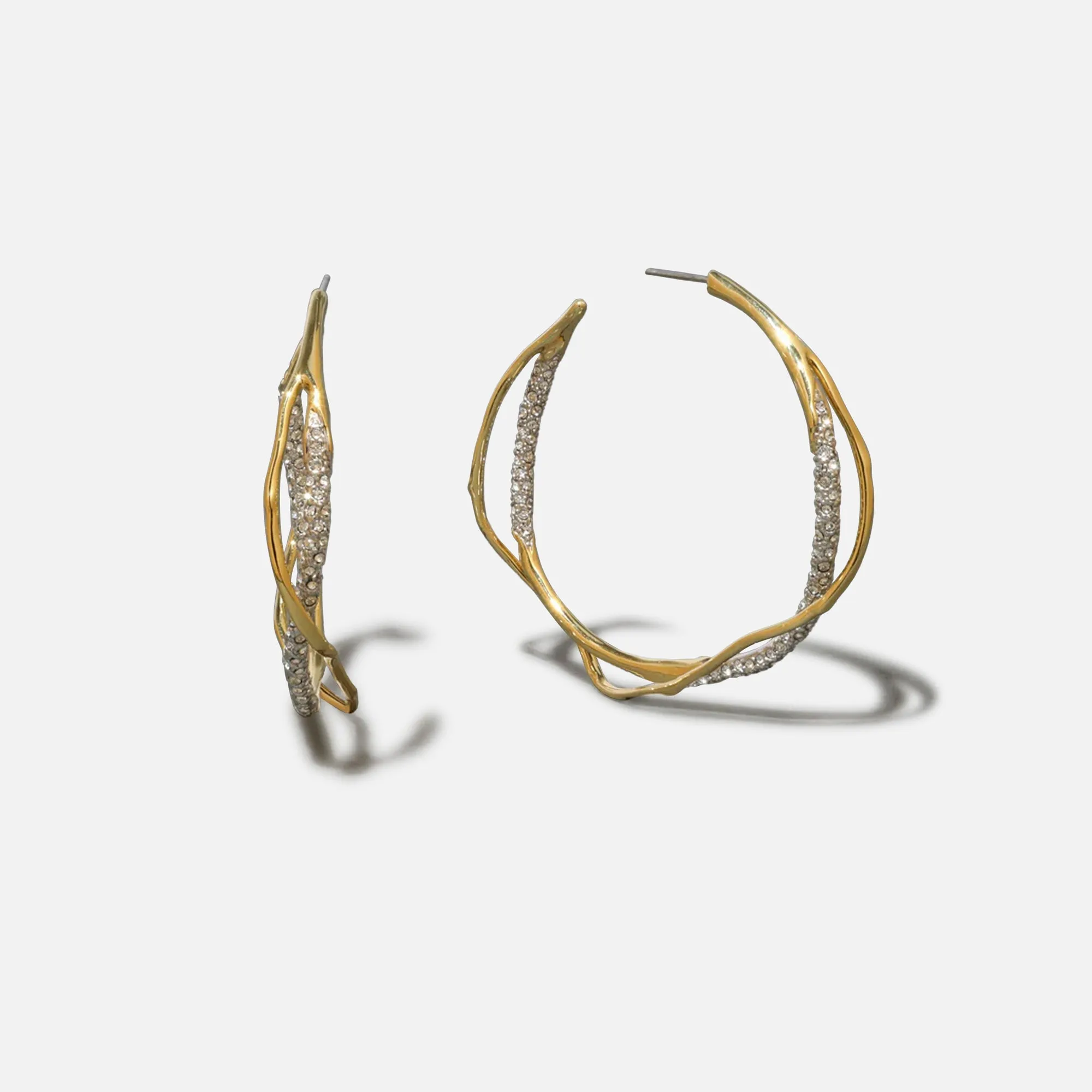 Alexis Bittar Intertwined Crystal Pave Hoop Earrings - Gold