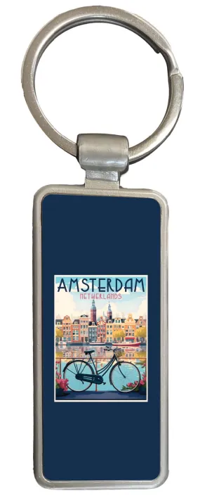 Amsterdam Netherlands Design A Souvenir Metal Keyring Keychain