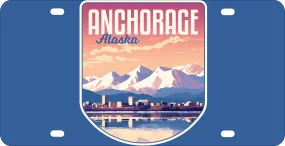 Anchorage Alaska Aesthetic Cityscape Design Souvenir Mini Metal License Plate 4.75 x 2.25 inch