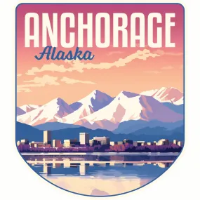 Anchorage Alaska Aesthetic Cityscape Design Souvenir Vinyl Decal Sticker