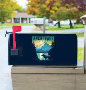 Anchorage Alaska Moose and Mountains Design Souvenir Magnetic Mailbox Cover