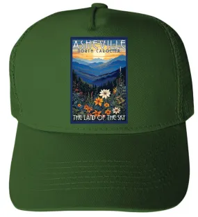 Asheville North Carolina Design F Unisex Mesh Back Trucker Hat with Adjustable Snapback