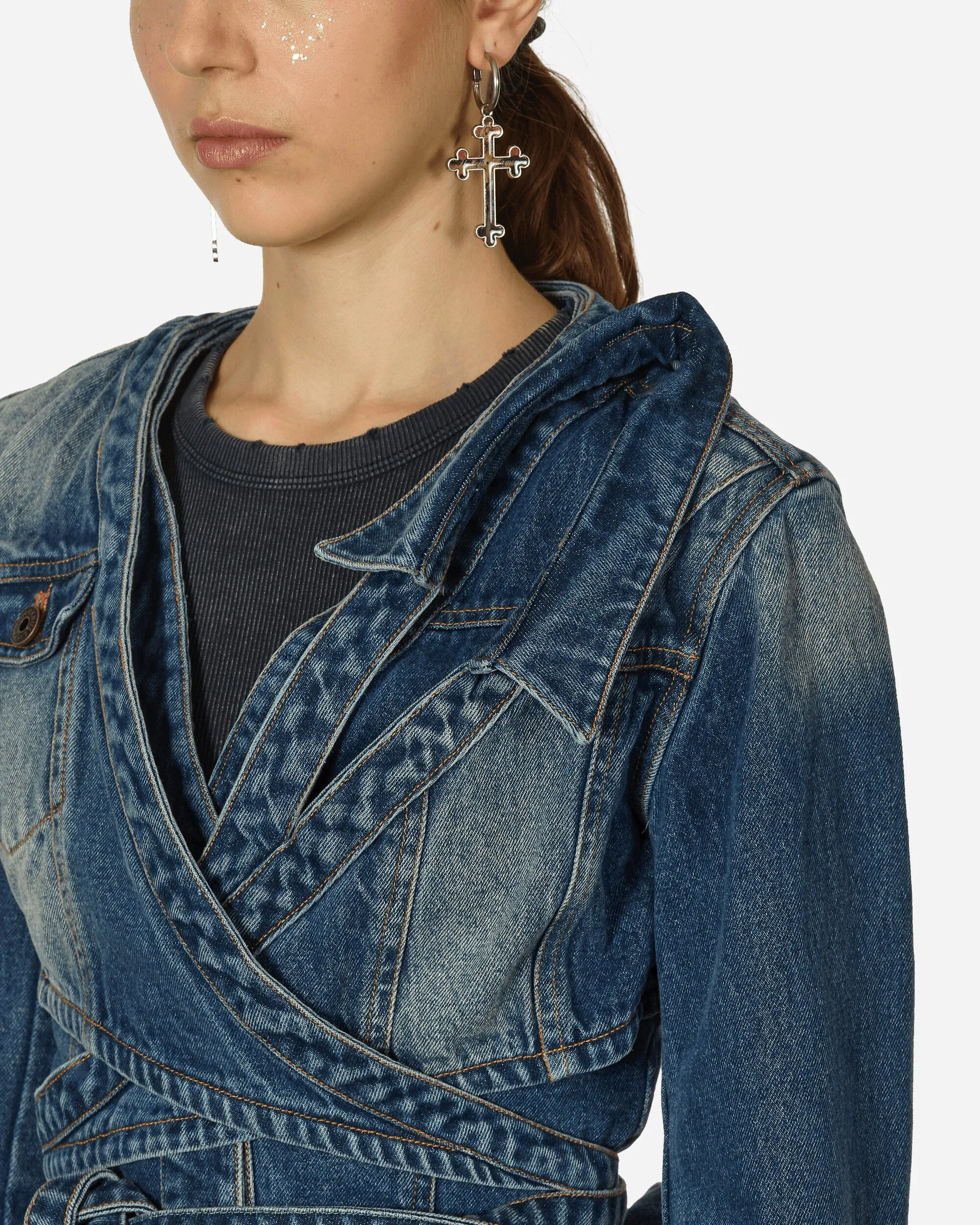 Asymmetric Denim Jacket Blue