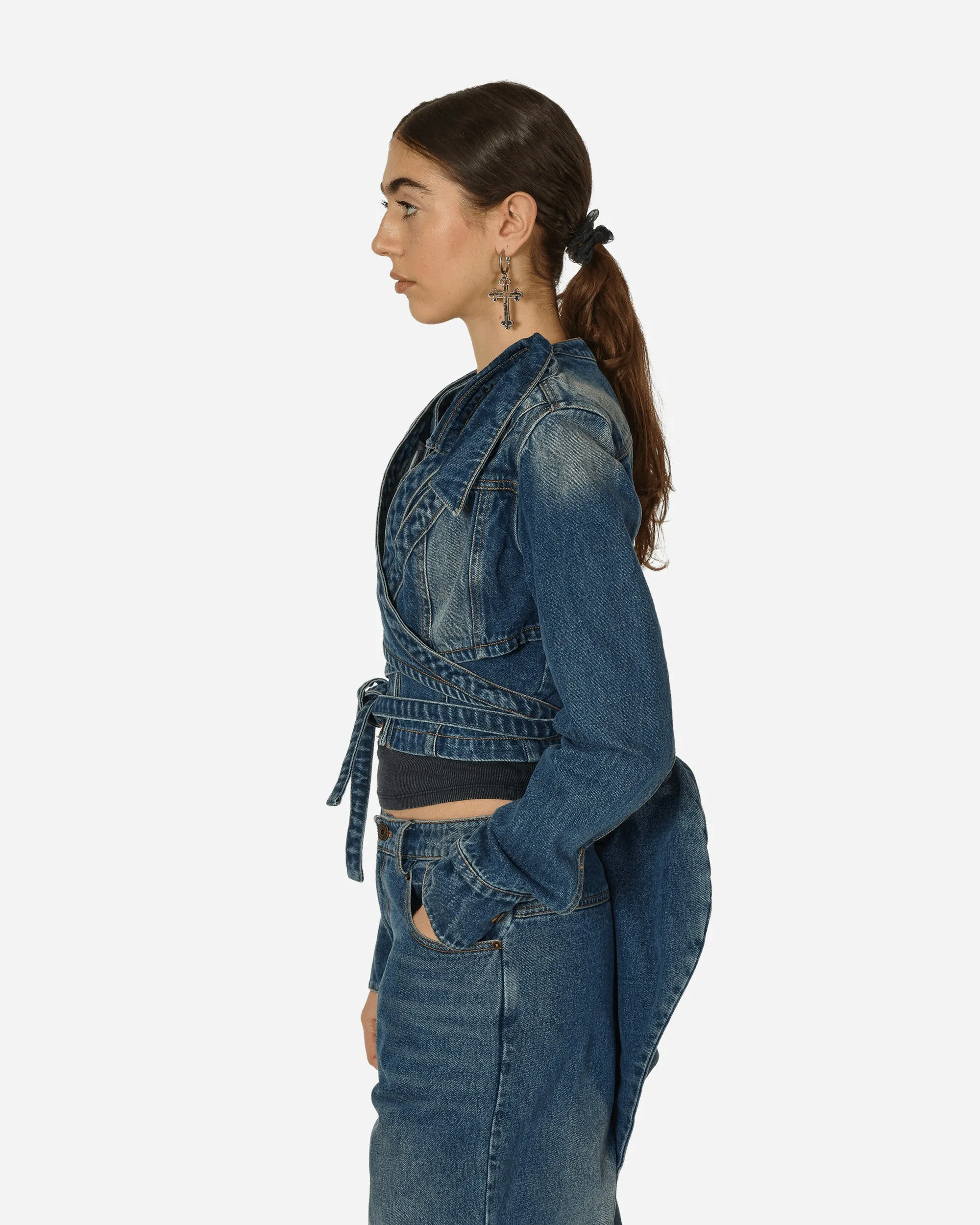 Asymmetric Denim Jacket Blue