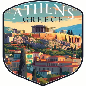 Athens Greece Acropolis Cityscape Design Souvenir Die Cut Flat Magnet