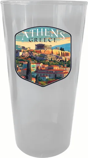 Athens Greece Acropolis Cityscape Design Souvenir Plastic 16 oz pint