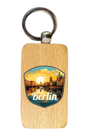 Berlin Germany Design C Souvenir 2.5x1-Inch Souvenir Wooden Keychain