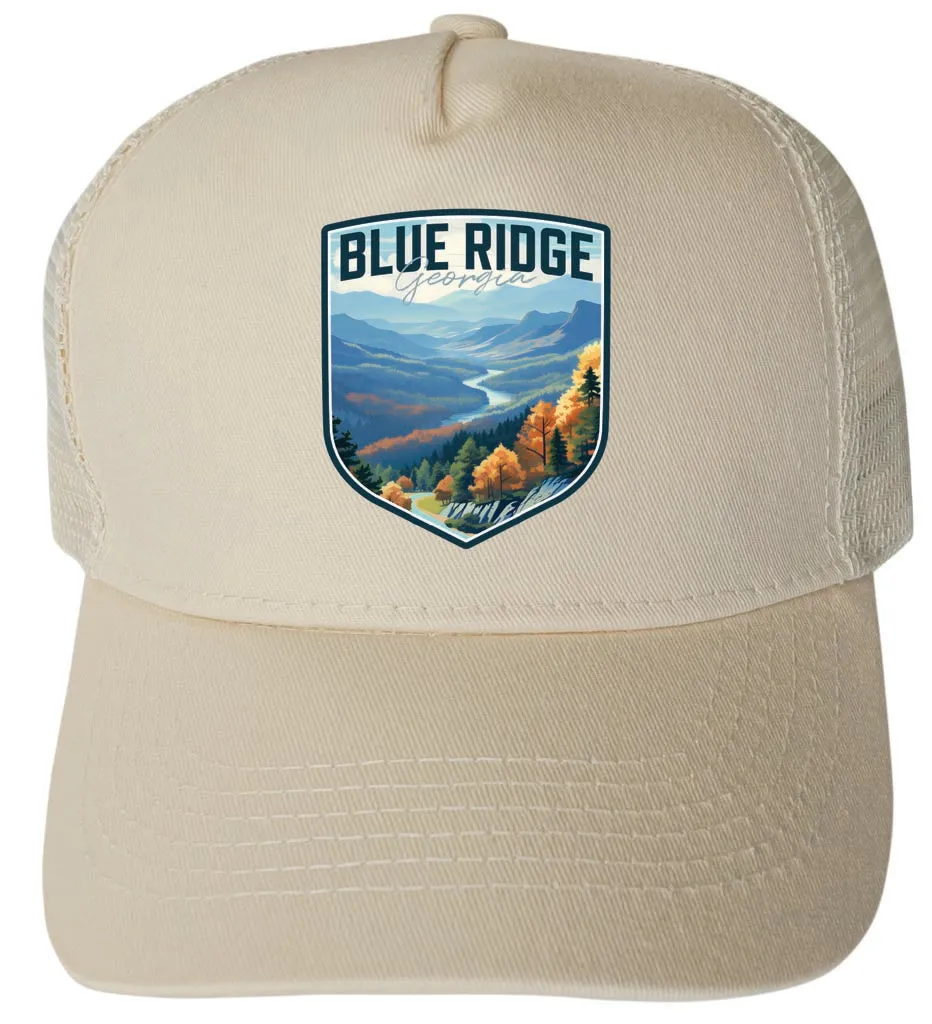 Blue Ridge Georgia Design A Unisex Mesh Back Trucker Hat with Adjustable Snapback