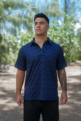 BLUE TRIANGLES ALOHA POLO