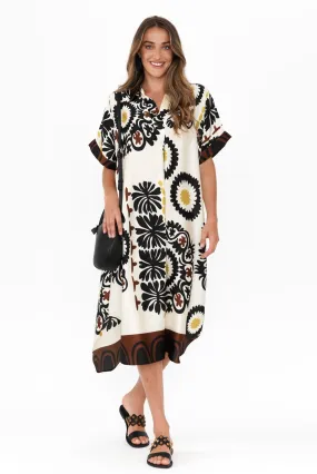 Canal Cream Abstract Tunic Dress