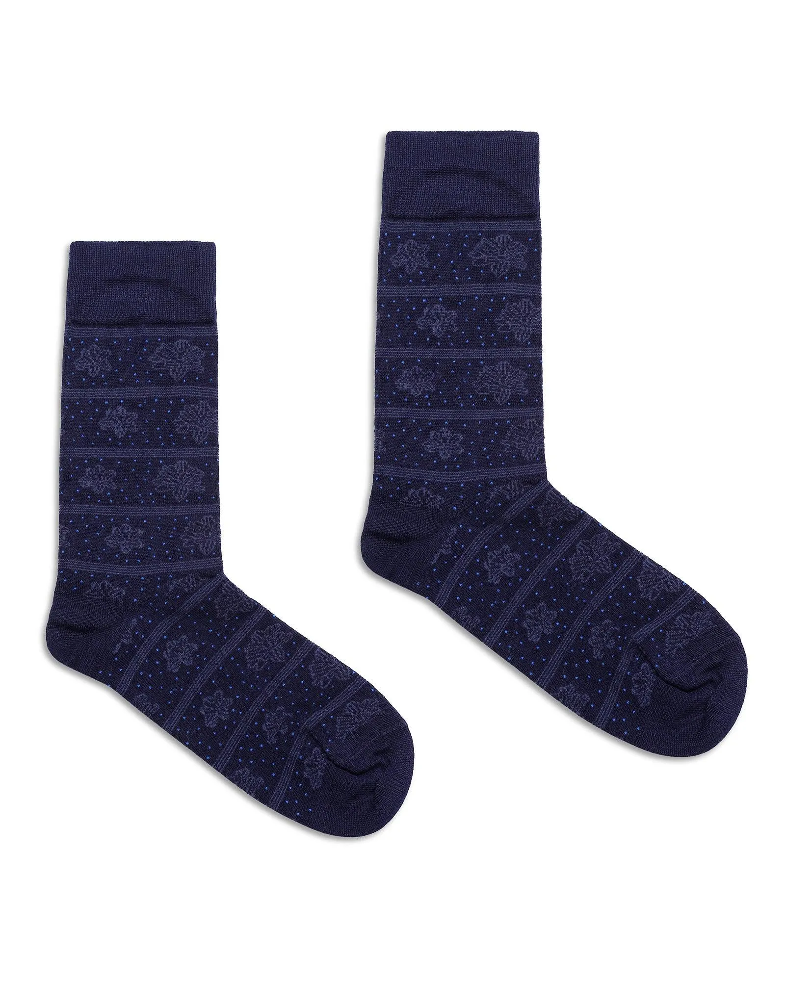 Cotton Navy Printed Socks - Poly