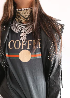 DESIGNER COFFEE SIDE SLIT TEE