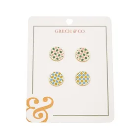 Enamel Earring-Kids set of 2 pairs - Checks