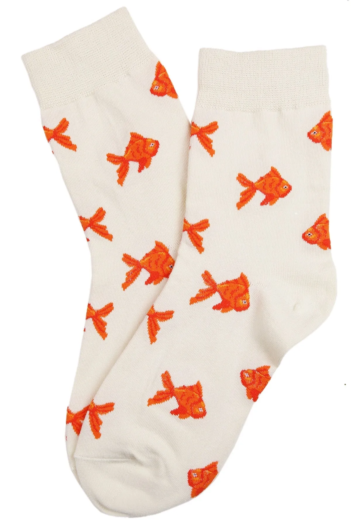 Felicity the Fish Cotton Socks White