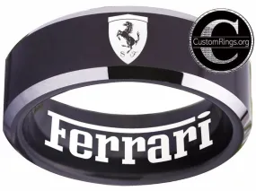 Ferrari Ring Ferrari Logo Ring Black and Silver Wedding Band #ferrari #spider