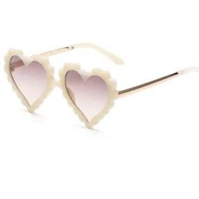 floral heart sunglasses in beige