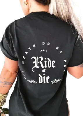 GOTHIC RIDE OR DIE SIDE SLIT TEE