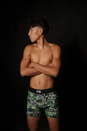 GREEN STICKERBOMB MEN'S BOXERS