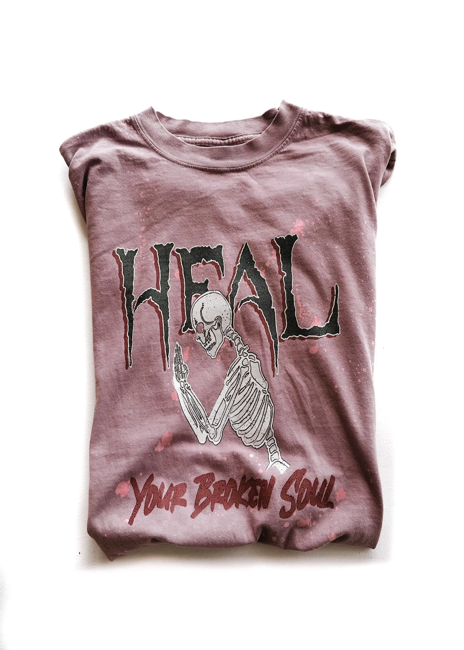 HEAL YOUR BROKEN SOUL BLEACHED OUT SIDE SLIT TEE