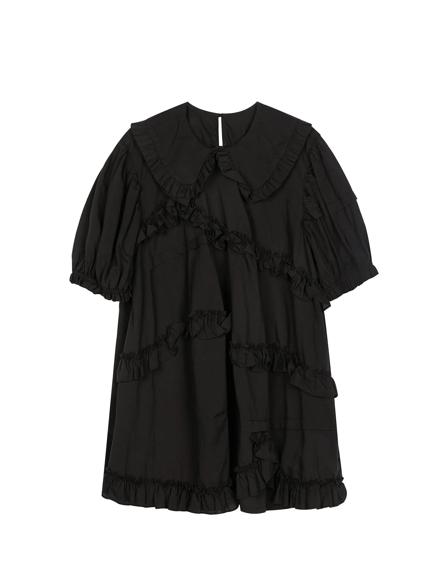 JNBY Asymmetric Ruffle Collared Dress