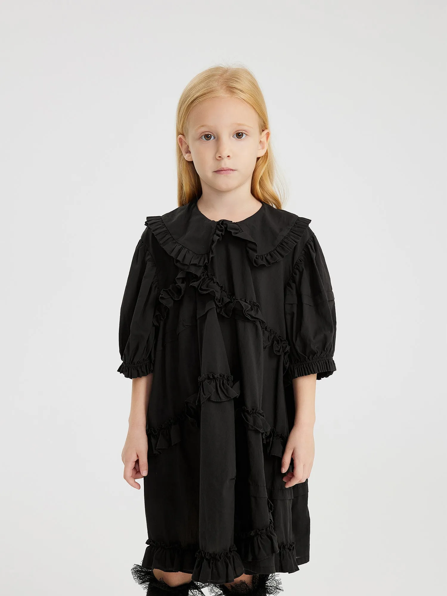 JNBY Asymmetric Ruffle Collared Dress