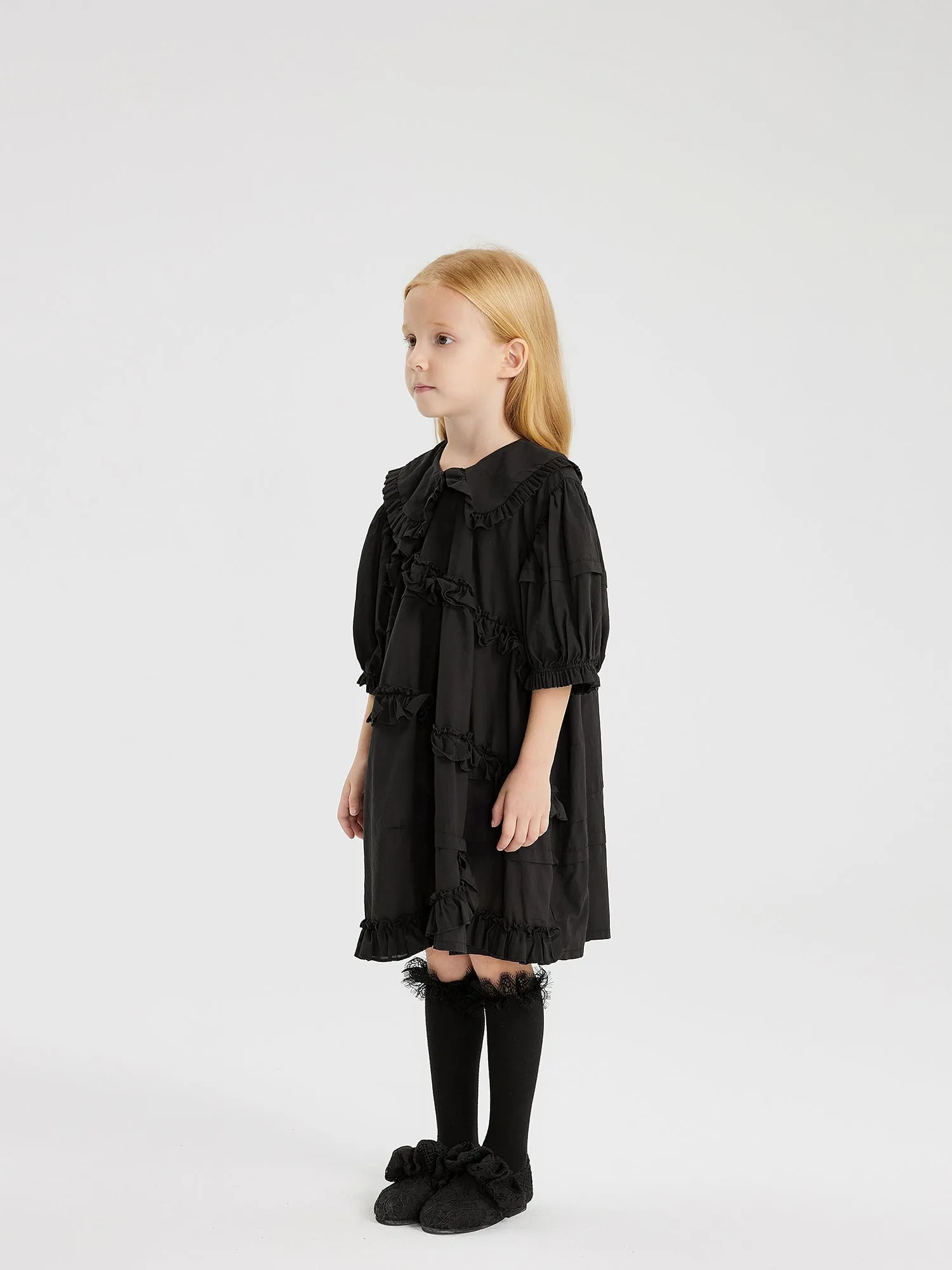 JNBY Asymmetric Ruffle Collared Dress