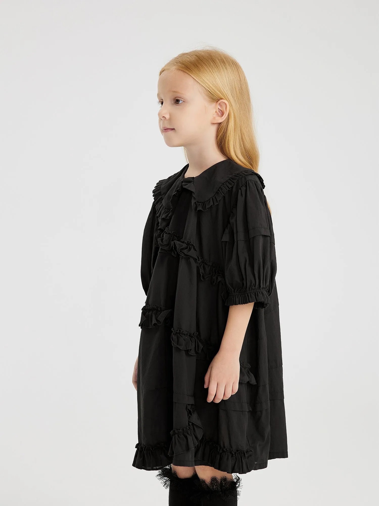 JNBY Asymmetric Ruffle Collared Dress