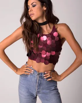 Kingsley Crop in Rose Big Disc Sequin