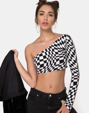 Lepo Crop Top in Square Flag B/W