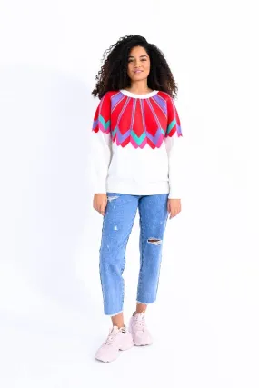 Lili Sidonio Off White Sweater With Raglan Armhole.