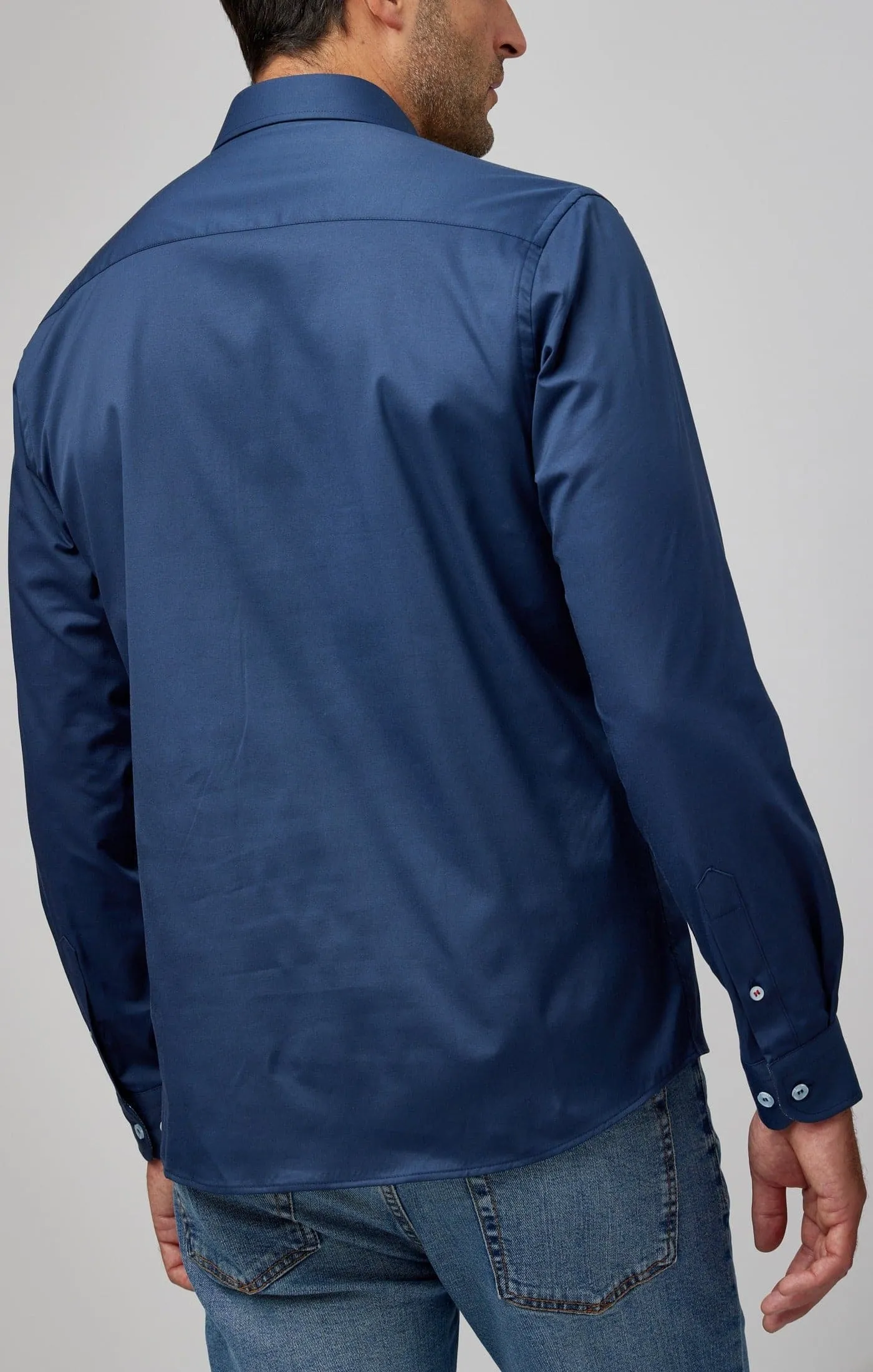 Navy Solid Woven Drytouch Shirt