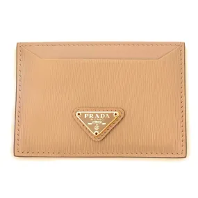 Prada Vitello Move Cipria Beige Leather Triangle Logo Card Wallet 1MC208