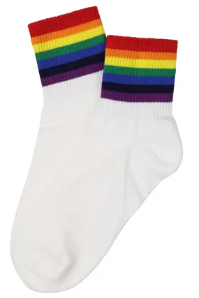 Rainbow Stripe Cotton Socks White