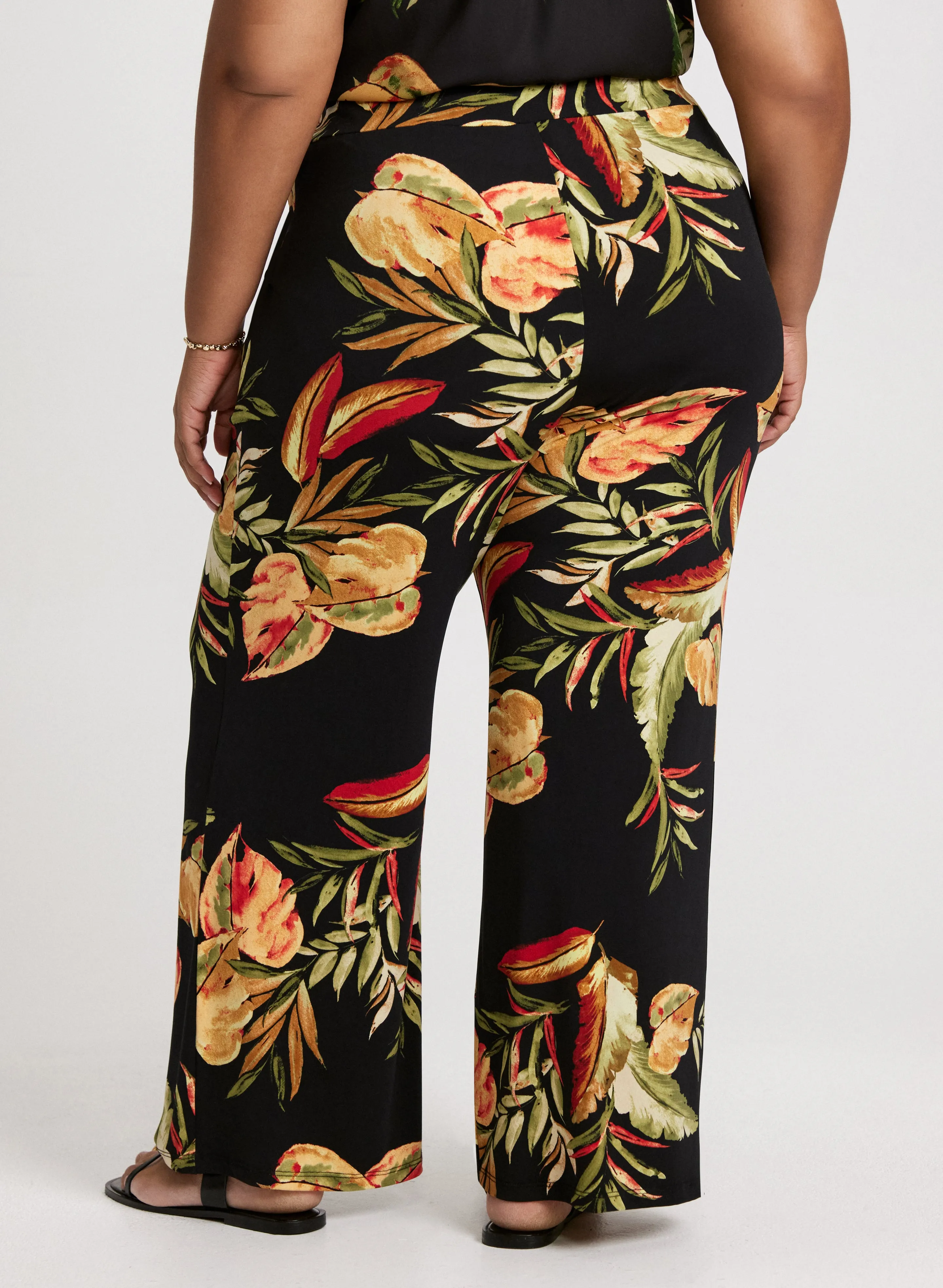 Tropical Pull-On Wide Leg Pants