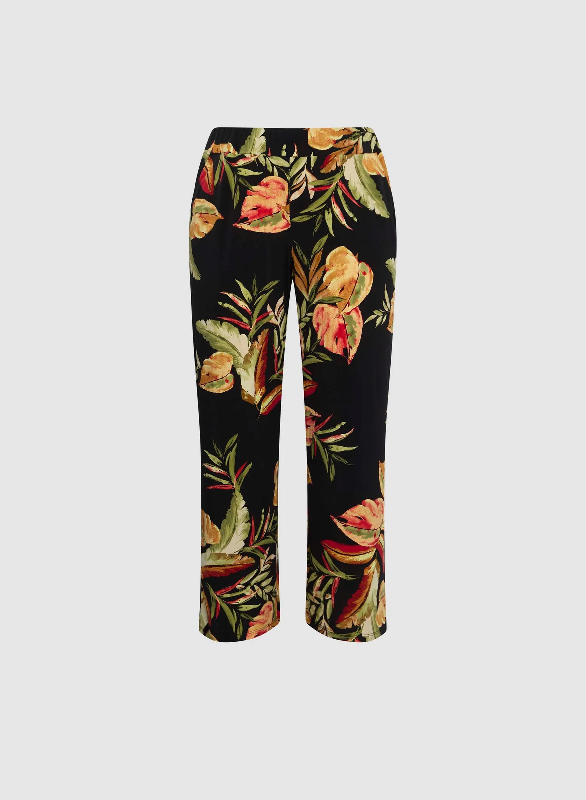 Tropical Pull-On Wide Leg Pants