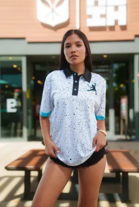 WHITE & TEAL KANAKA JUMPMAN GOLF SHIRT