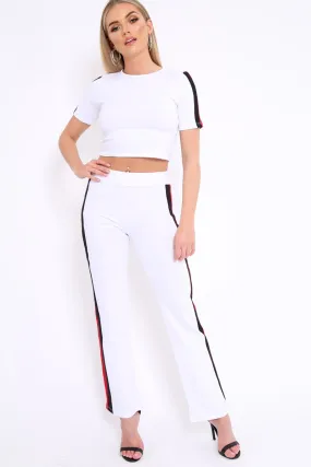 White with Red and Black Side Stripe Co-ord - Farris