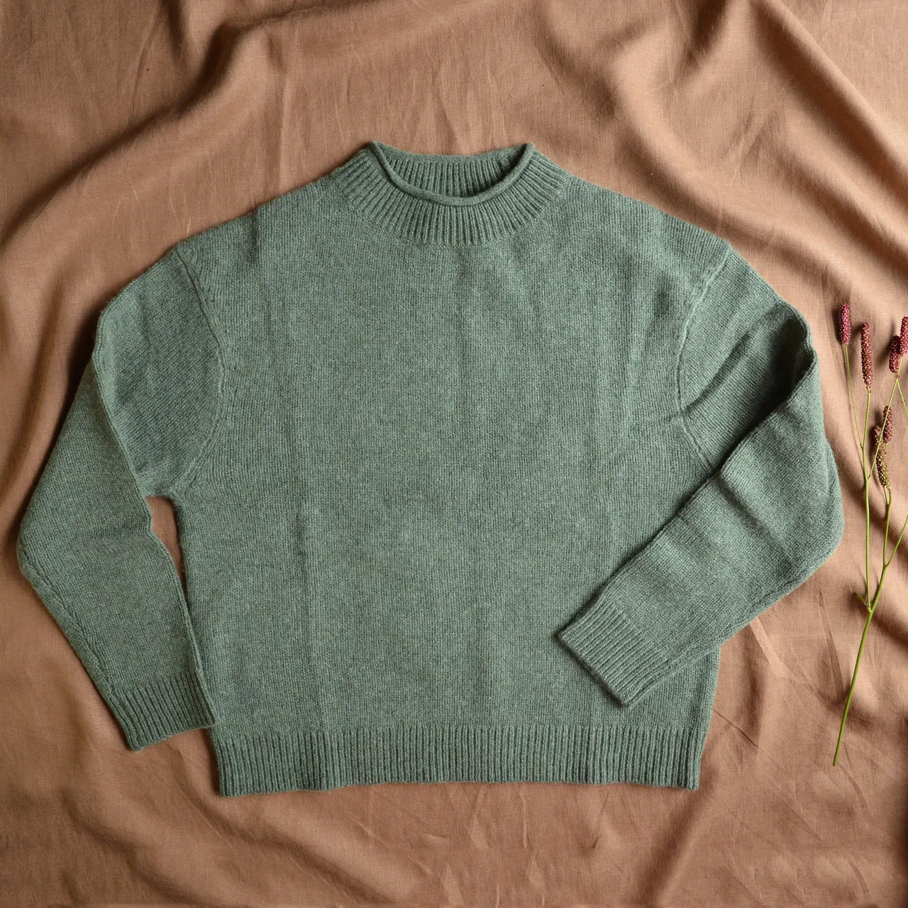 Women's Lambswool Sweater - Moss Melange AW23